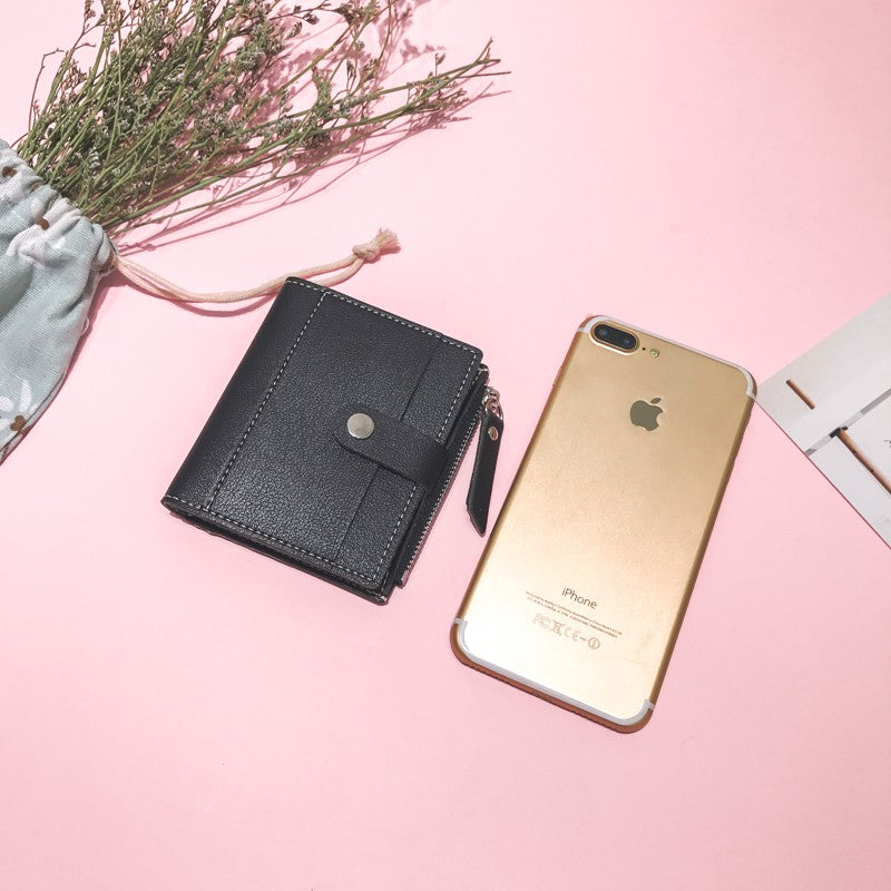 IELGY Small coin purse female zipper coin short paragraph slim wallet