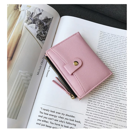 Short wallet female wild small fresh zipper wallet Korean version of the buckle