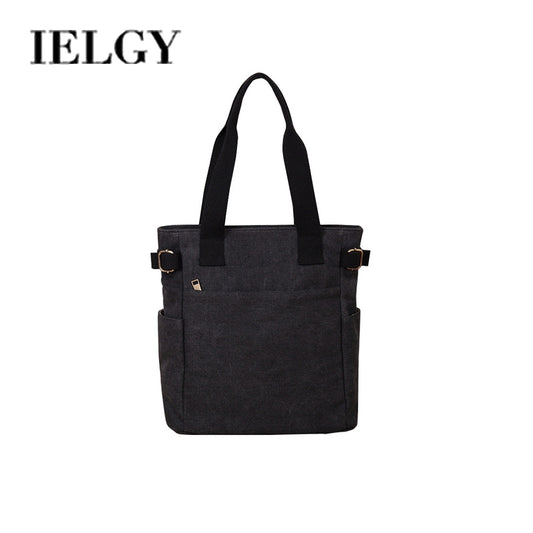 IELGY canvas bag women's shoulder all-match canvas bag Japanese retro large capacity