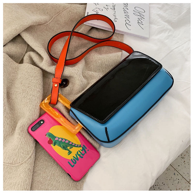 IELGY contrast color is still small and fresh single shoulder small square bag