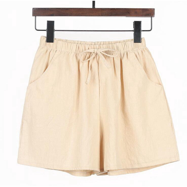 IELGY Loose linen cotton linen large size student sports casual shorts female wide leg pants