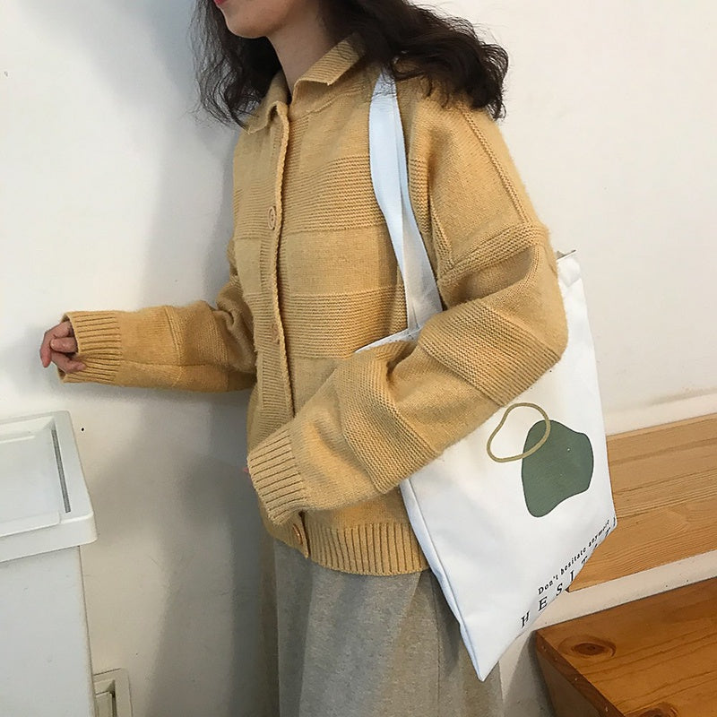IELGY French niche original canvas women's shoulder bag trend