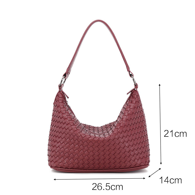 IELGY Women's bag One-shoulder Single Purple PU Woven All-match Soft surface Portable