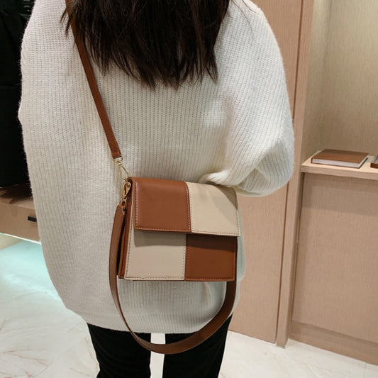 IELGY fashion Korean color matching casual retro double shoulder strap diagonal female bag