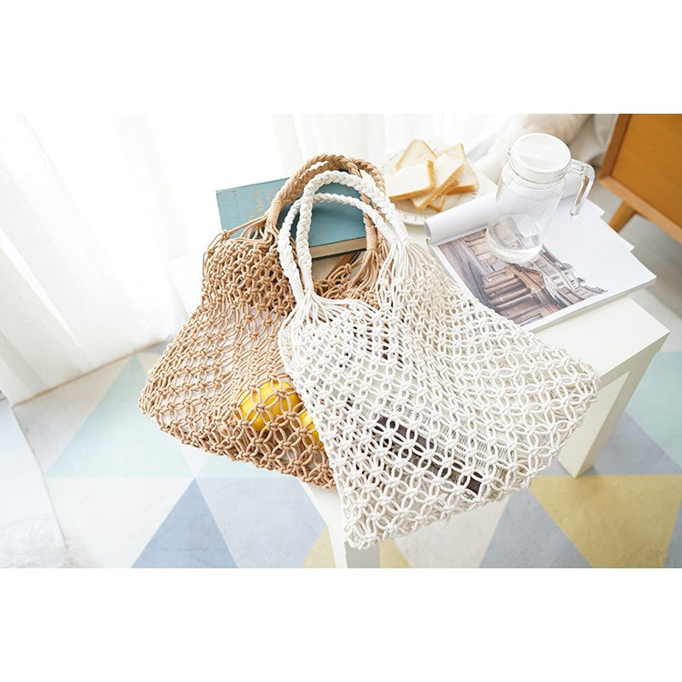 IELGY net woven bag vacation beach bag handbag Fashion