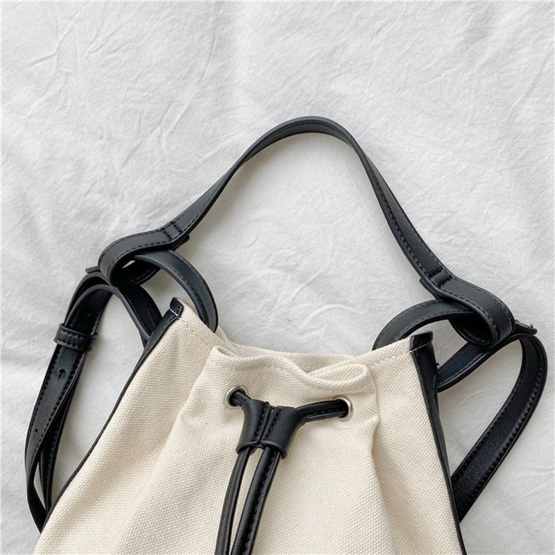 IELGY Korean version Diagonal Portable Fashion Bucket Canvas Women's bag One-shoulder All-match Stitching