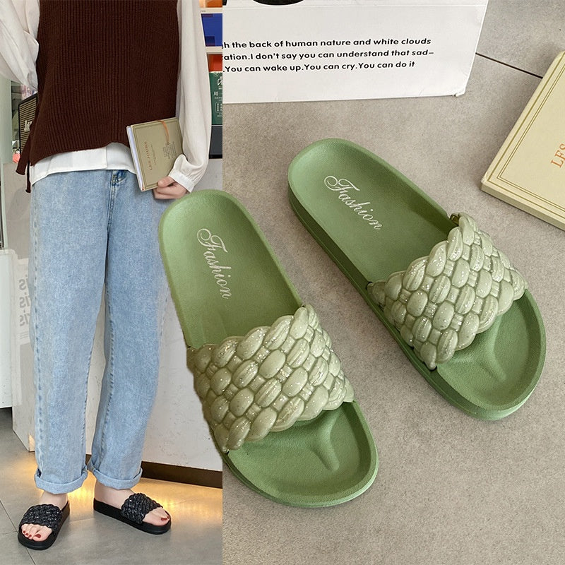 IELGY Slippers women's outer wear fashion thick bottom breathable casual flip flops