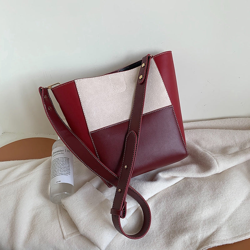 IELGY ins recommended colorblock bucket bag