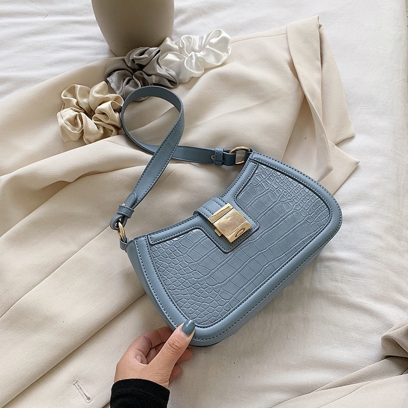IELGY Crocodile pattern French niche Korean fashion plaid casual all-match handbag