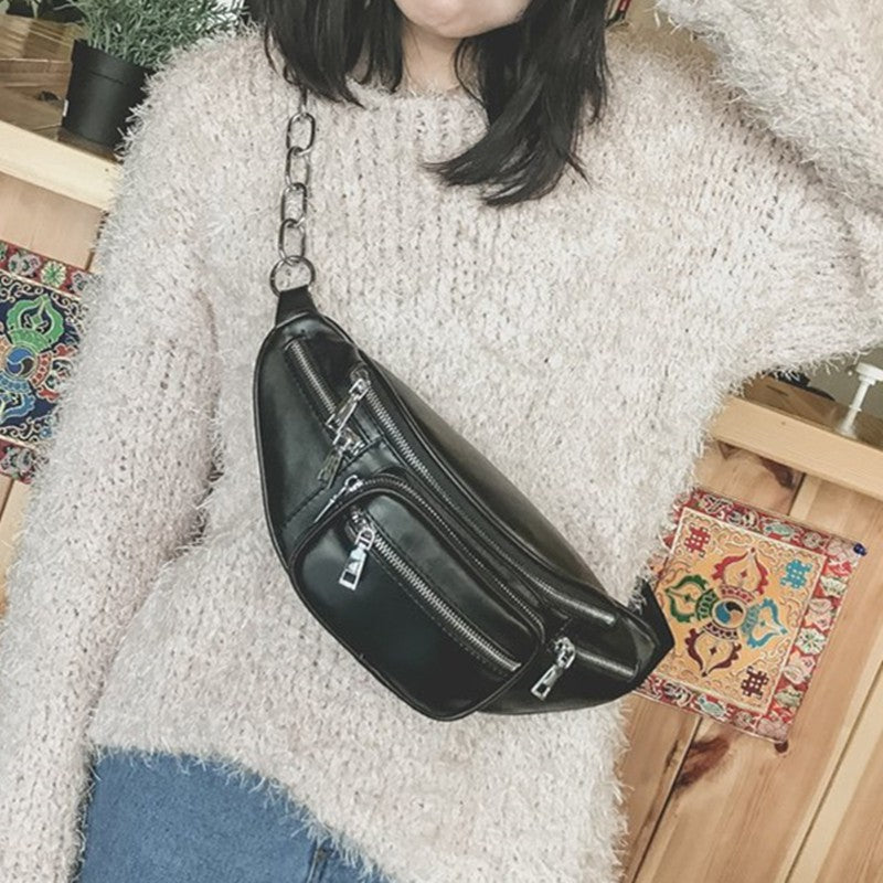 IELGY Diagonal personality leisure chain chest pockets