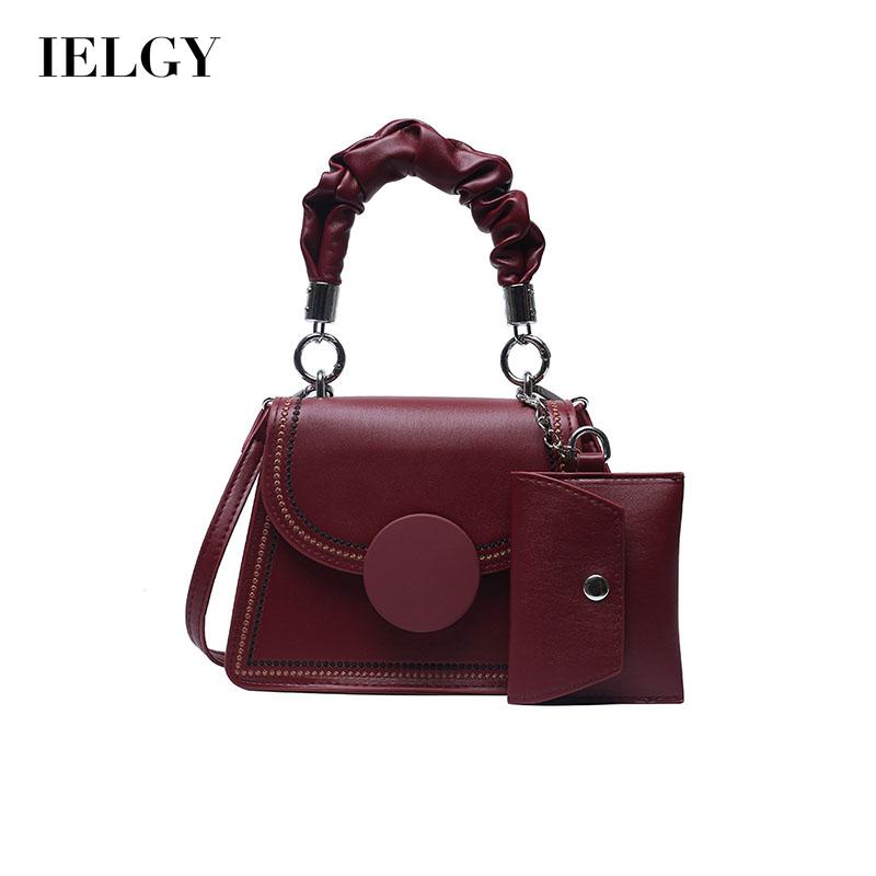 IELGY Women's bag casual black PU portable one shoulder all-match square crossbody fashion