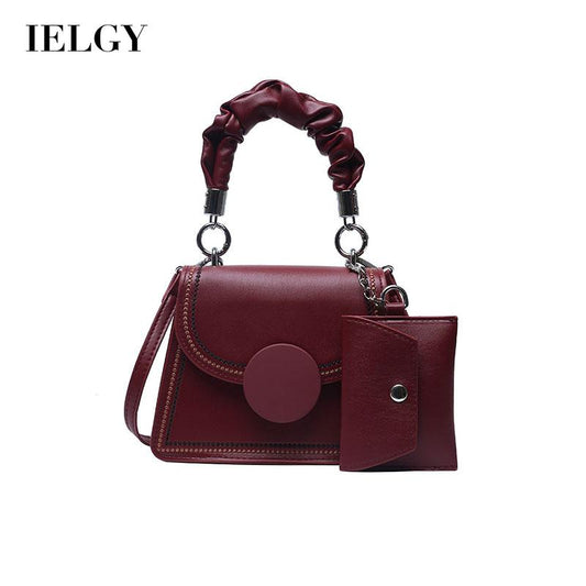 IELGY Women's bag casual black PU portable one shoulder all-match square crossbody fashion