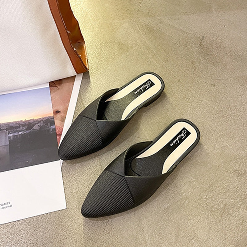 IELGY casual Korean style solid color fashion outer wear Baotou slippers