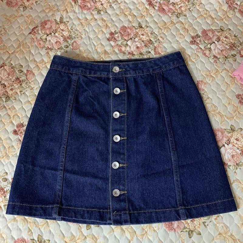 IELGY Women's classic wild fashion A-line skirt Casual denim skirt denim size M-XL,Ready stock,Hot