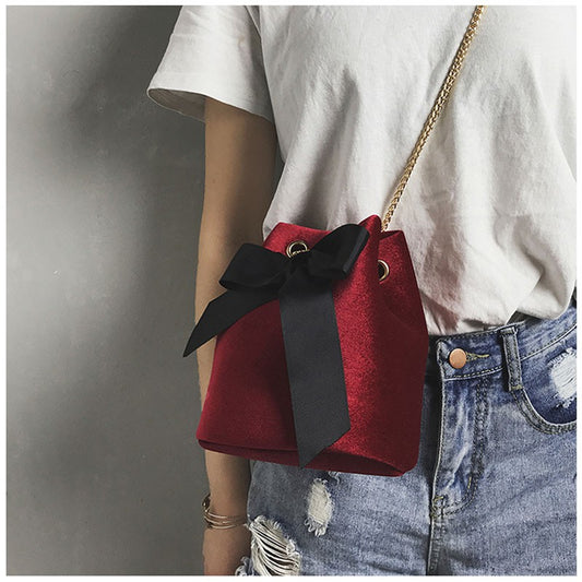 Korean version of the retro bucket bag chain shoulder bag female