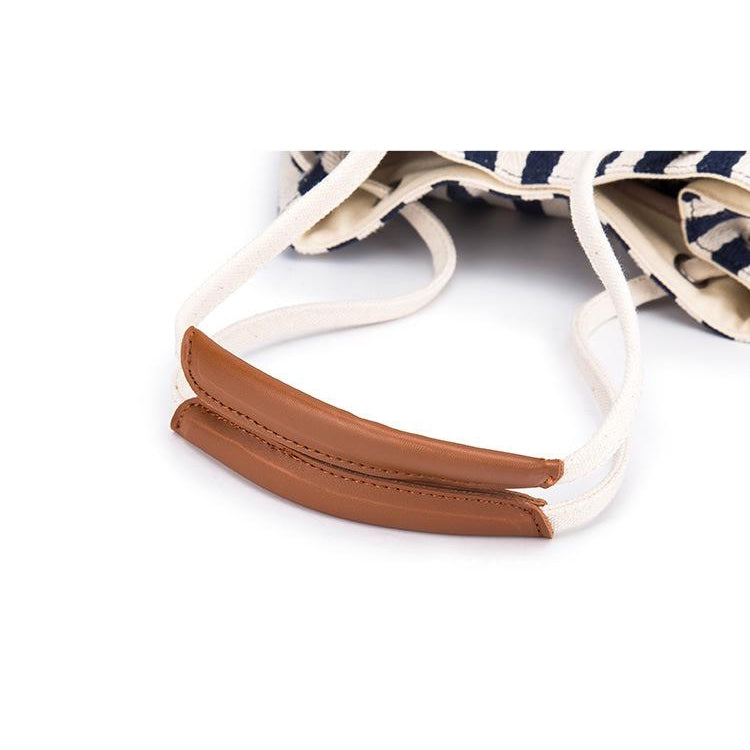 IELGY European and American striped canvas simple canvas bag Small fresh striped shoulder bag Messenger handbag