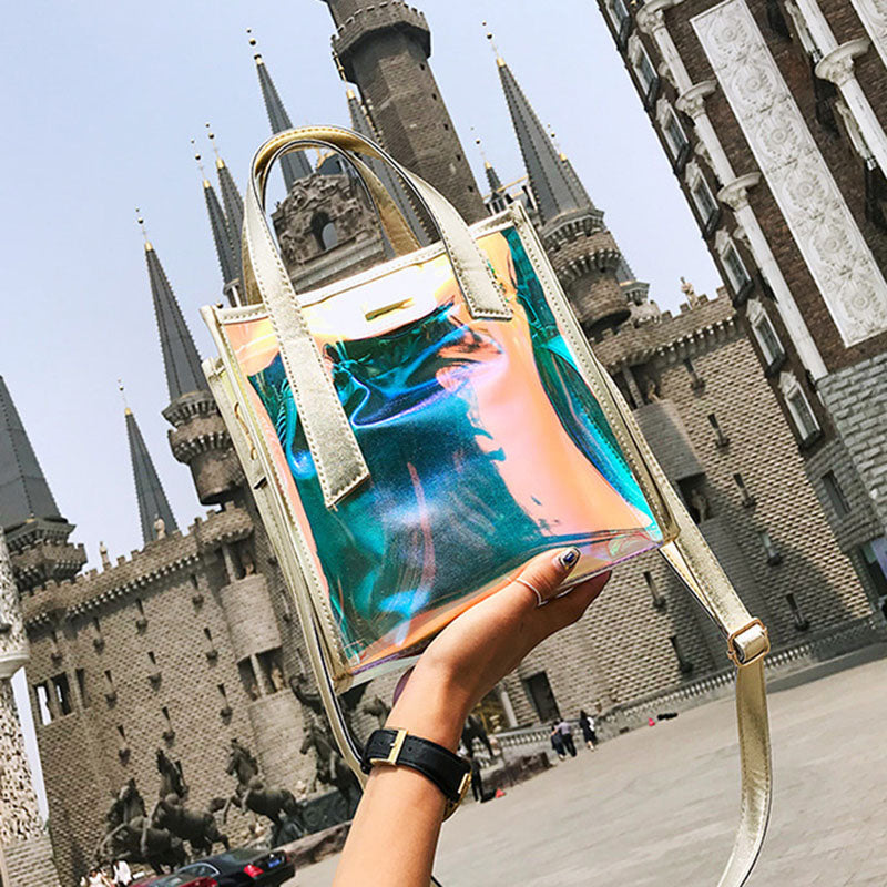 IELGY Summer Korean version jelly bag picture bag trendy transparent bag handbag ins style diagonal shoulder bag shoulder strap design
