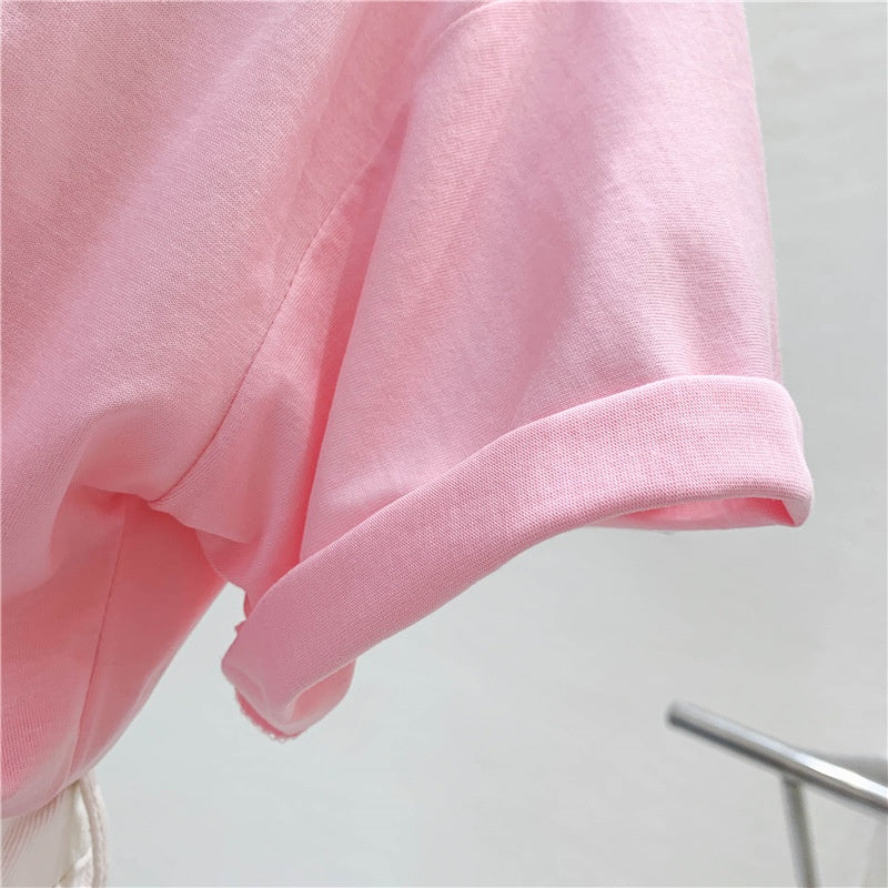 IELGY cotton simple bottoming shirt new summer women's loose t-shirt all-match top