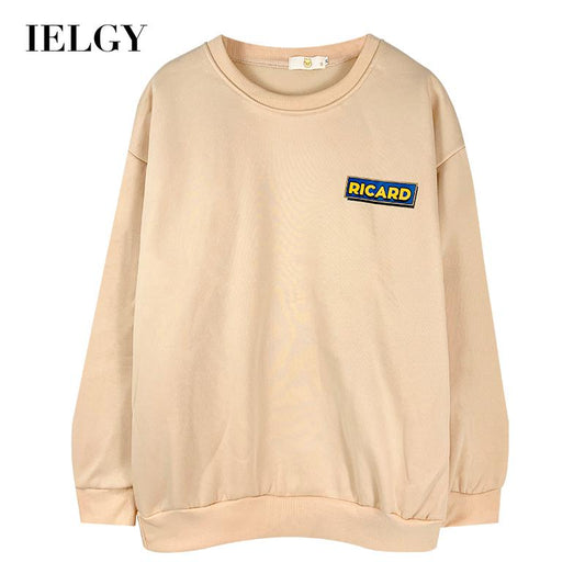 IELGY Women's clothes long sleeves all-match sweater casual fashionable Korean plus fleece loose pullover