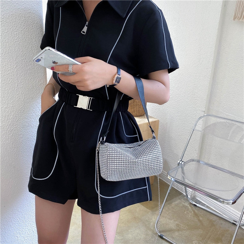 IELGY Diamond bucket bag Korean crossbody shoulder bag fashion chain dinner bag