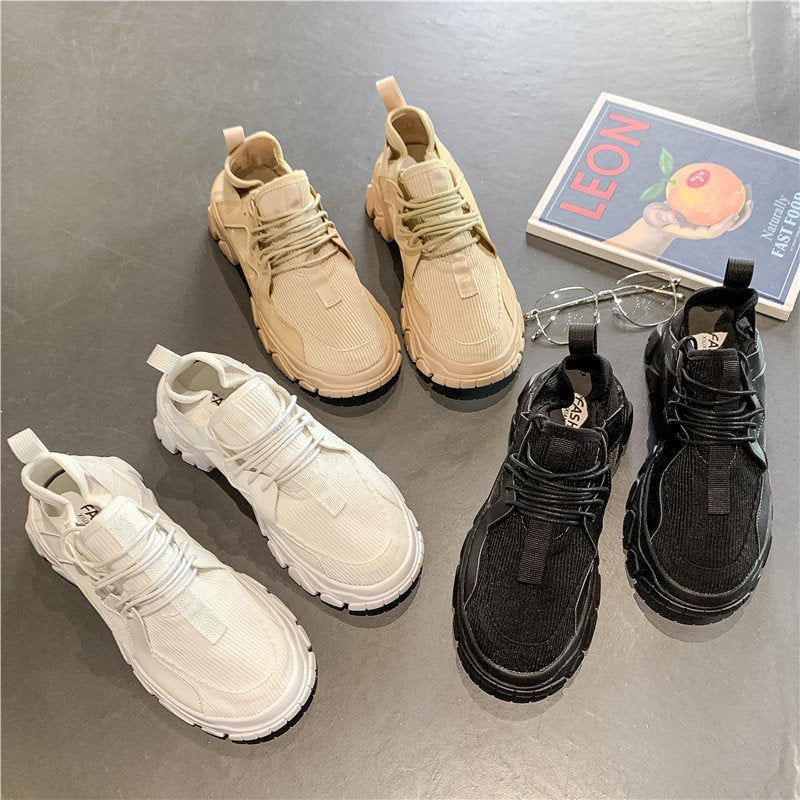 IELGY fashion lace-up women's shoes platform casual mesh sneakers