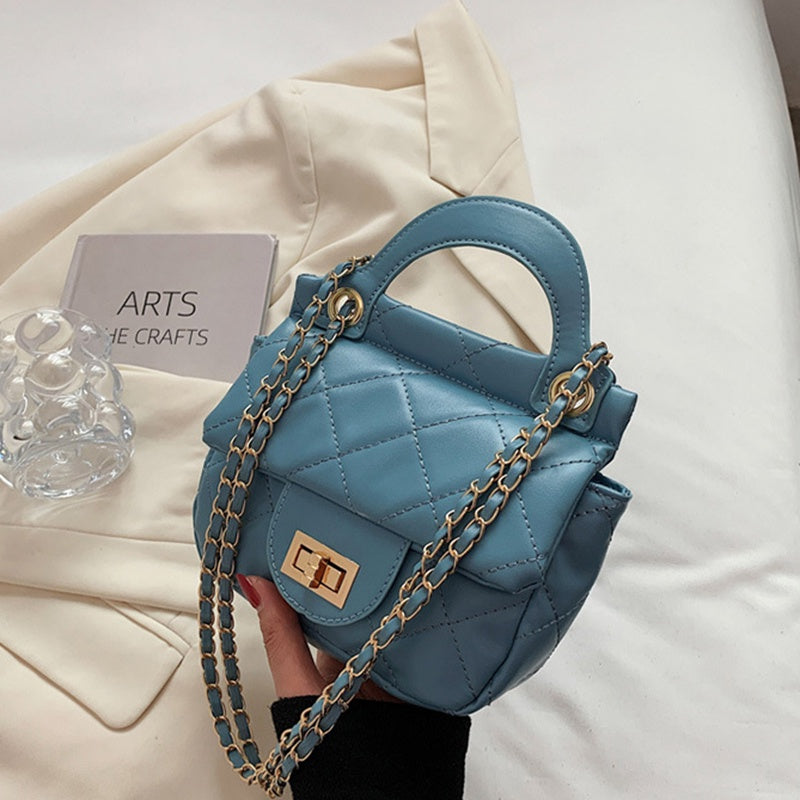 IELGY fashion ladies texture chain shoulder bag Korean version of rhombus