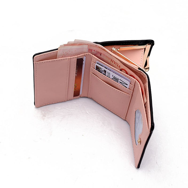 Mini wallet new female short paragraph folding space space change bit