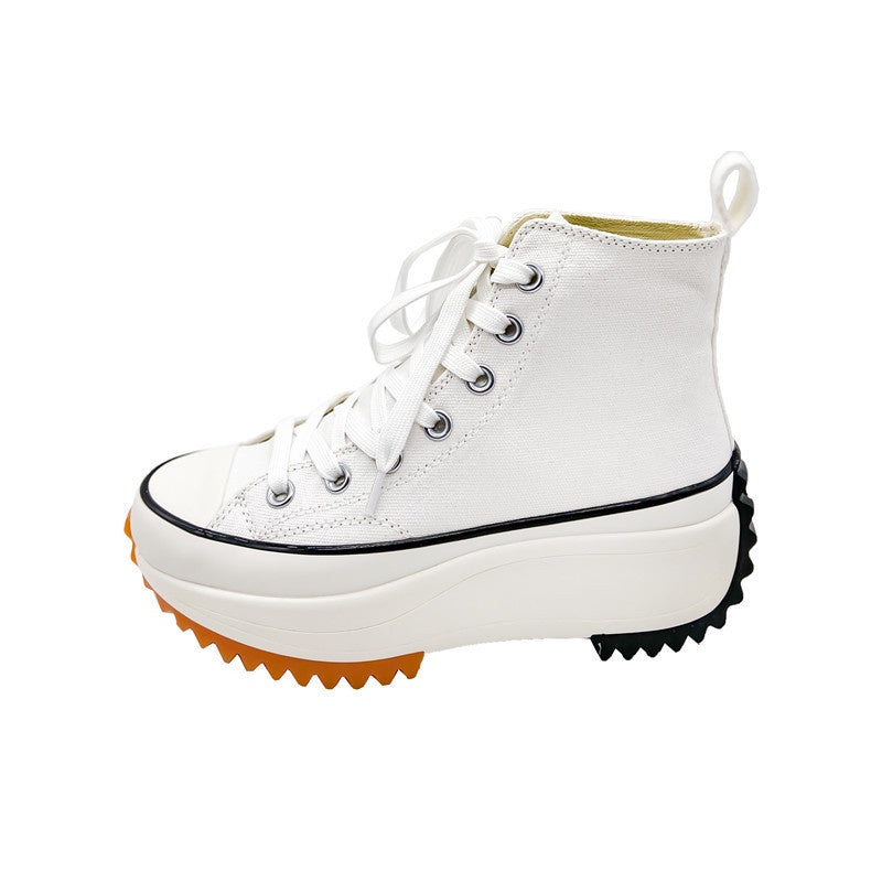IELGY women's sports style is thin hip-hop canvas shoes platform high-top laces