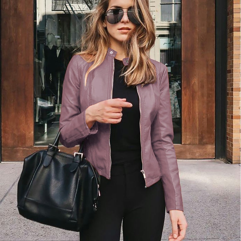 IELGY autumn and winter women's fashion leather PU suit jacket