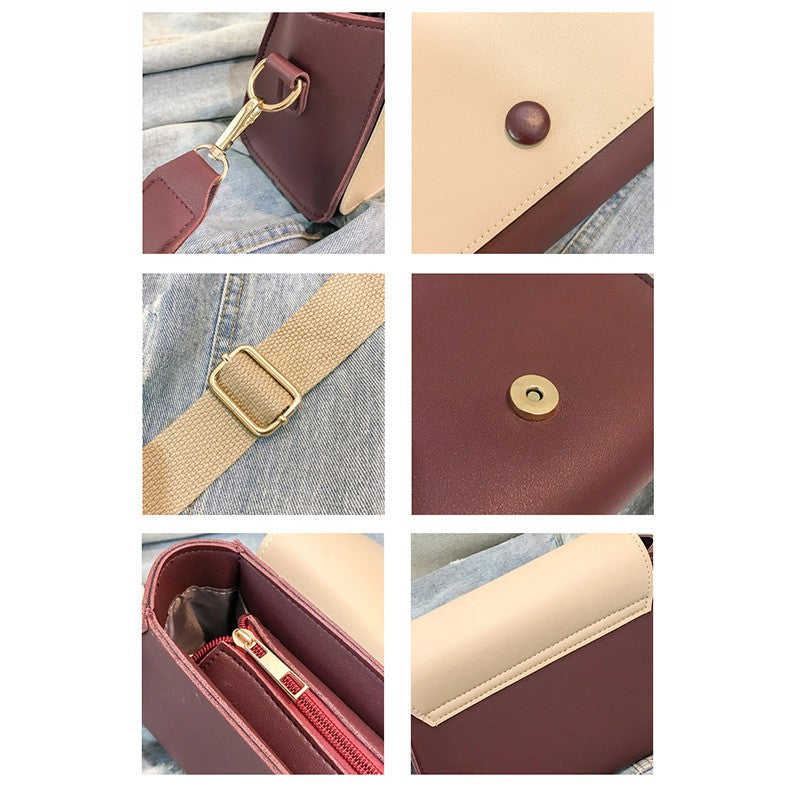 IELGY New ins super fire contrast color wide shoulder strap Messenger bag