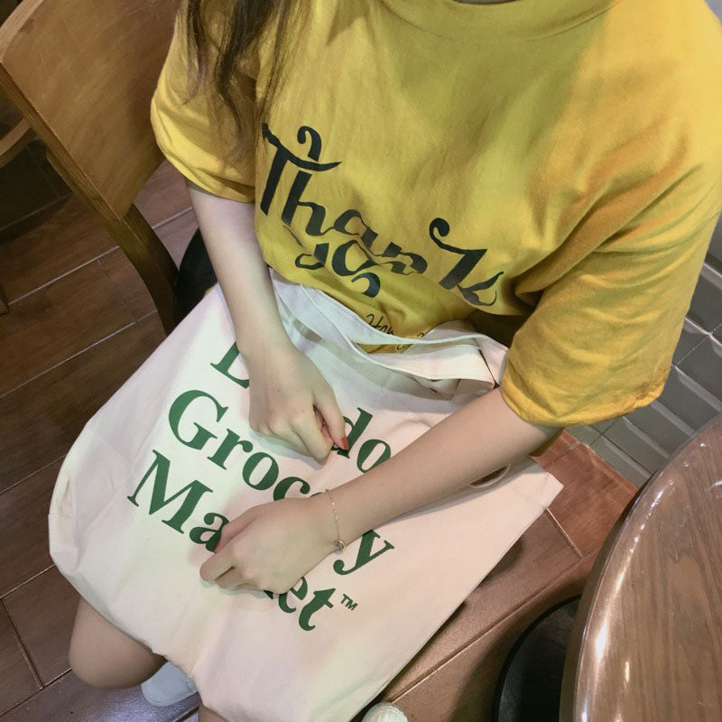 IELGY Letter printing canvas bag shoulder bag hand bag bag