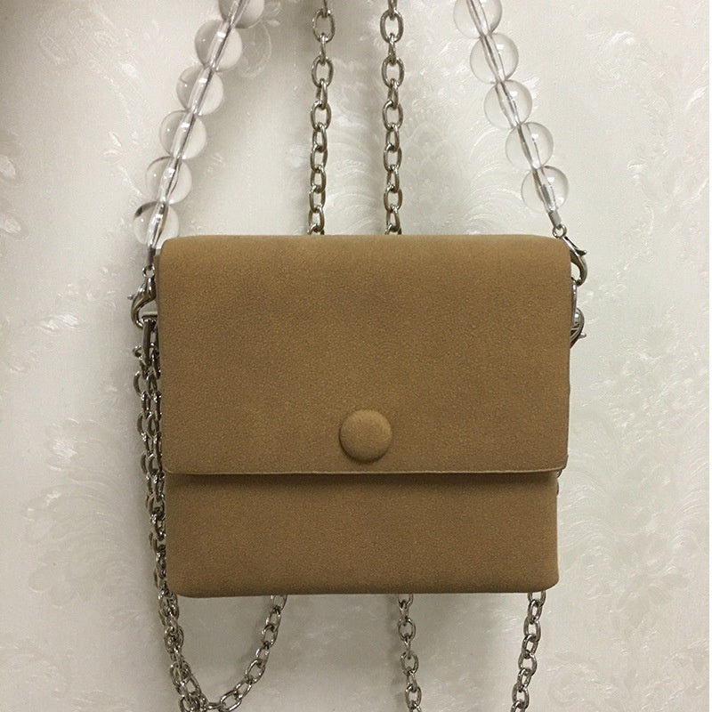 IELGY Small group retro pearl bag girl summer chain small square bag oblique bag girl cute handbag