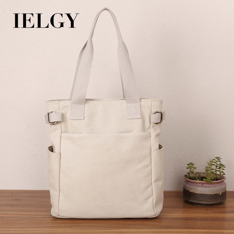 IELGY canvas bag women's shoulder all-match canvas bag Japanese retro large capacity