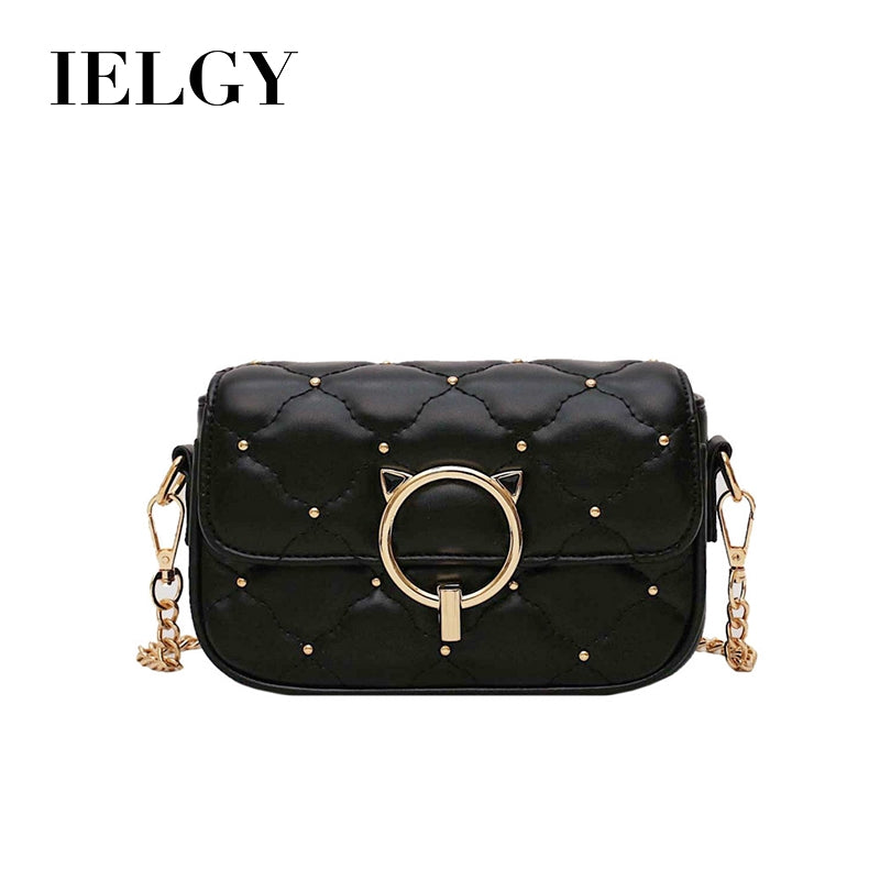 IELGY, studded crossbody bag, stylish rhombic chain shoulder bag