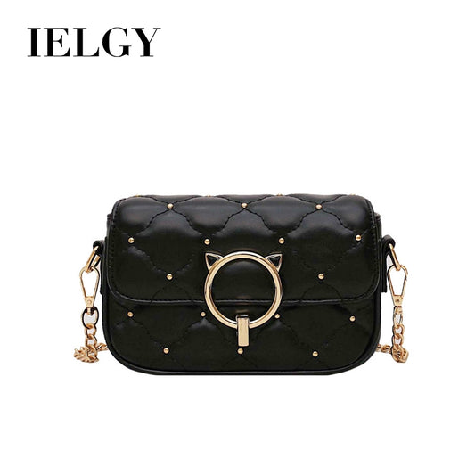 IELGY, studded crossbody bag, stylish rhombic chain shoulder bag