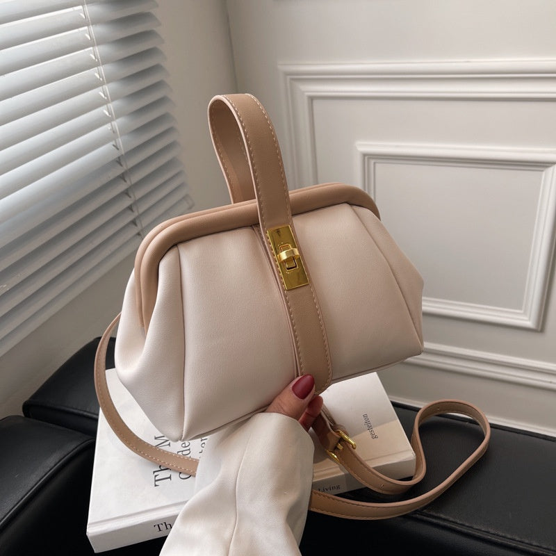 IELGY Women's korean style simple contrast color clip messenger bag