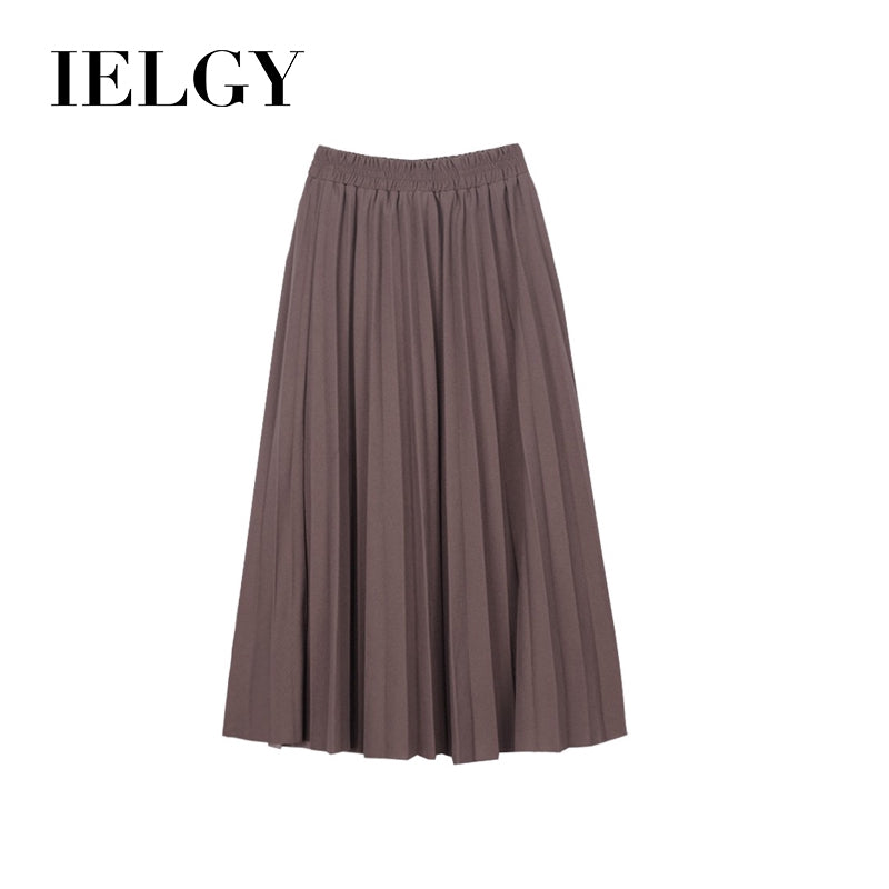IELGY Women's Vintage A-Line High Waist Pleated Skirt