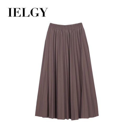 IELGY Women's Vintage A-Line High Waist Pleated Skirt