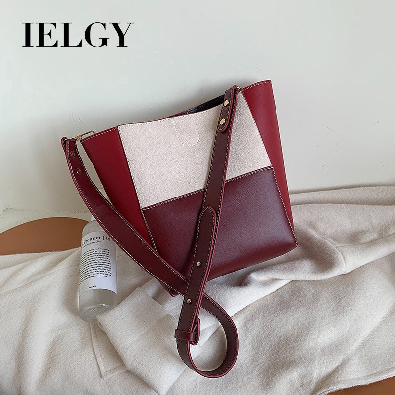 IELGY ins recommended colorblock bucket bag