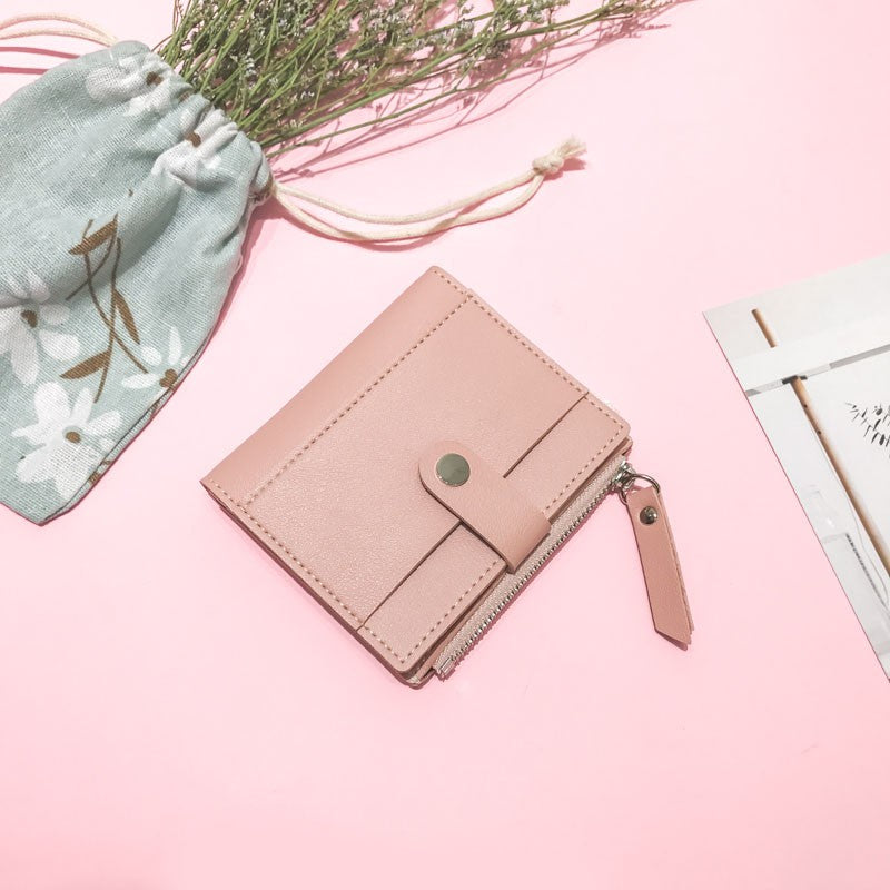 IELGY Small coin purse female zipper coin short paragraph slim wallet