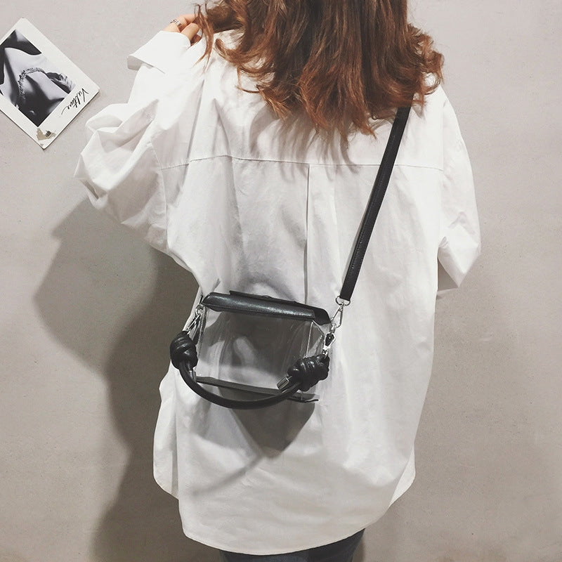 IELGY transparent small square box plastic shoulder slung handbag