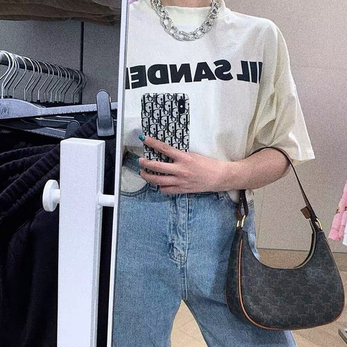 IELGY Retro vintage old flower underarm bag  bag 2021 new niche pea handbag female