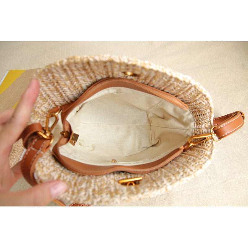 Straw bag vacation bag shoulder rattan bag
