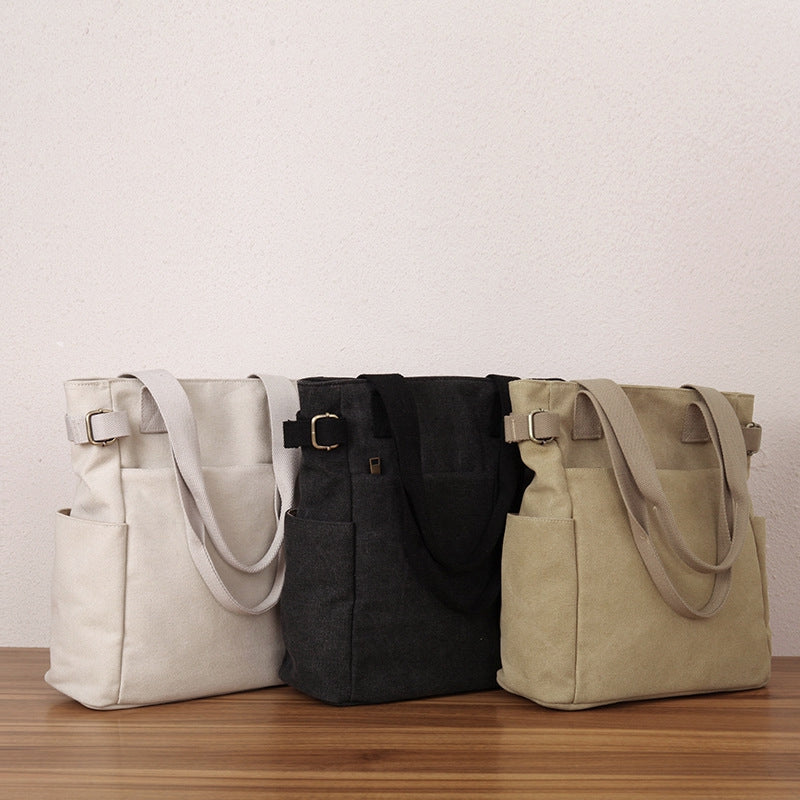 IELGY canvas bag women's shoulder all-match canvas bag Japanese retro large capacity