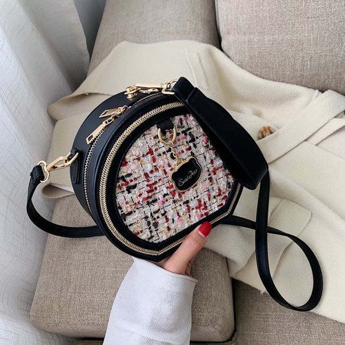 IELGY chain small round stitching handbagshoulder crossbody women simple bag classic street fashion laptop shoulder bag for women