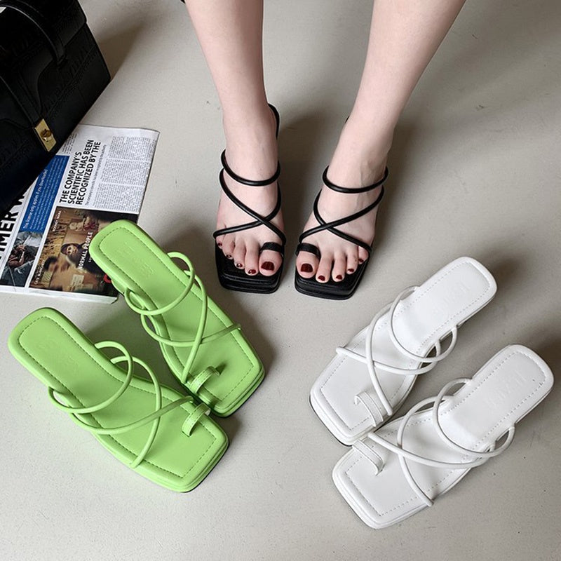 IELGY Simple Wedge Slippers Women's Summer Roman Style Slim Cross Platform