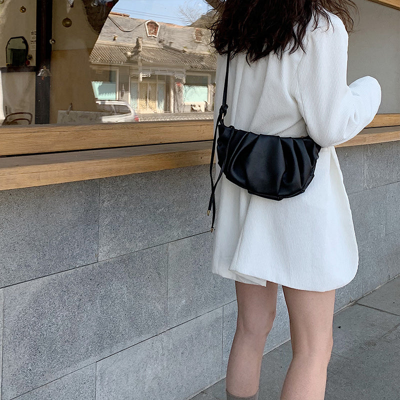 IELGY ALL-match Soft surface PU Shoulder Plain Portable Women's Bag Casual Fold