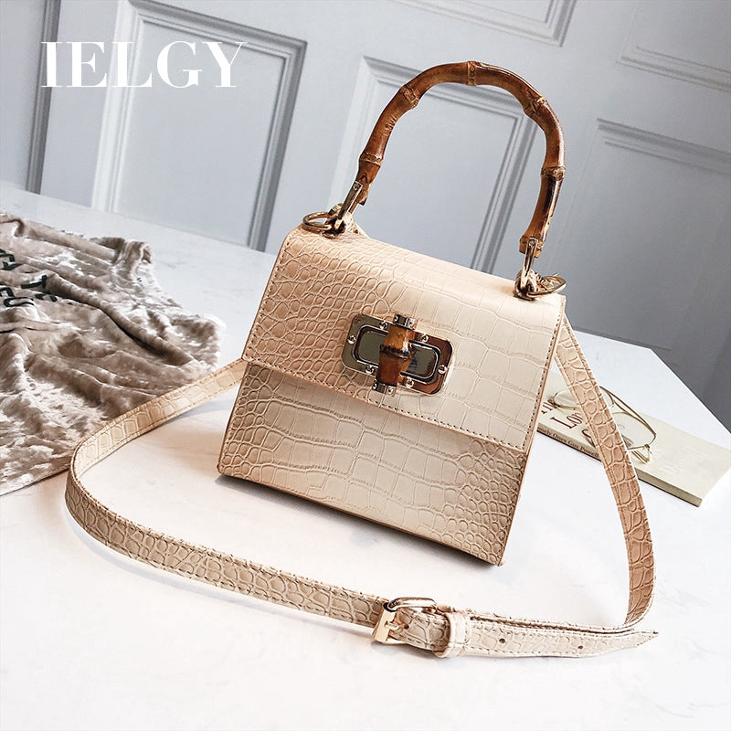 IELGY handbag crocodile small square bag handbag bamboo bag