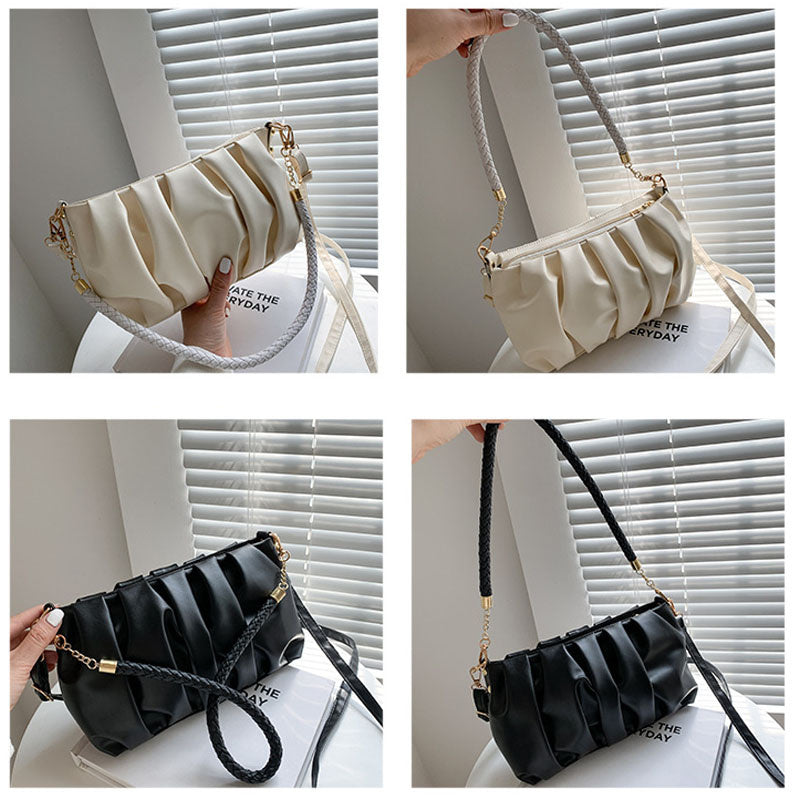 IELGY Folding bag female Korean shoulder bag trend Joker atmosphere solid color clouds diagonal bag