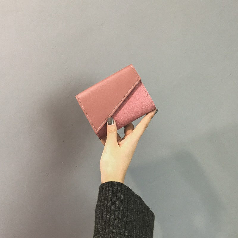 Trifold wallet female short student folding retro Harajuku coin purse